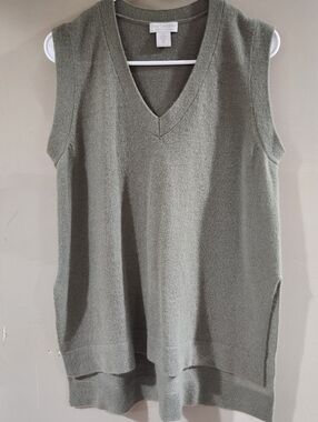 Oats Cashmere Sleeveless Sweater Tunic Green Size M